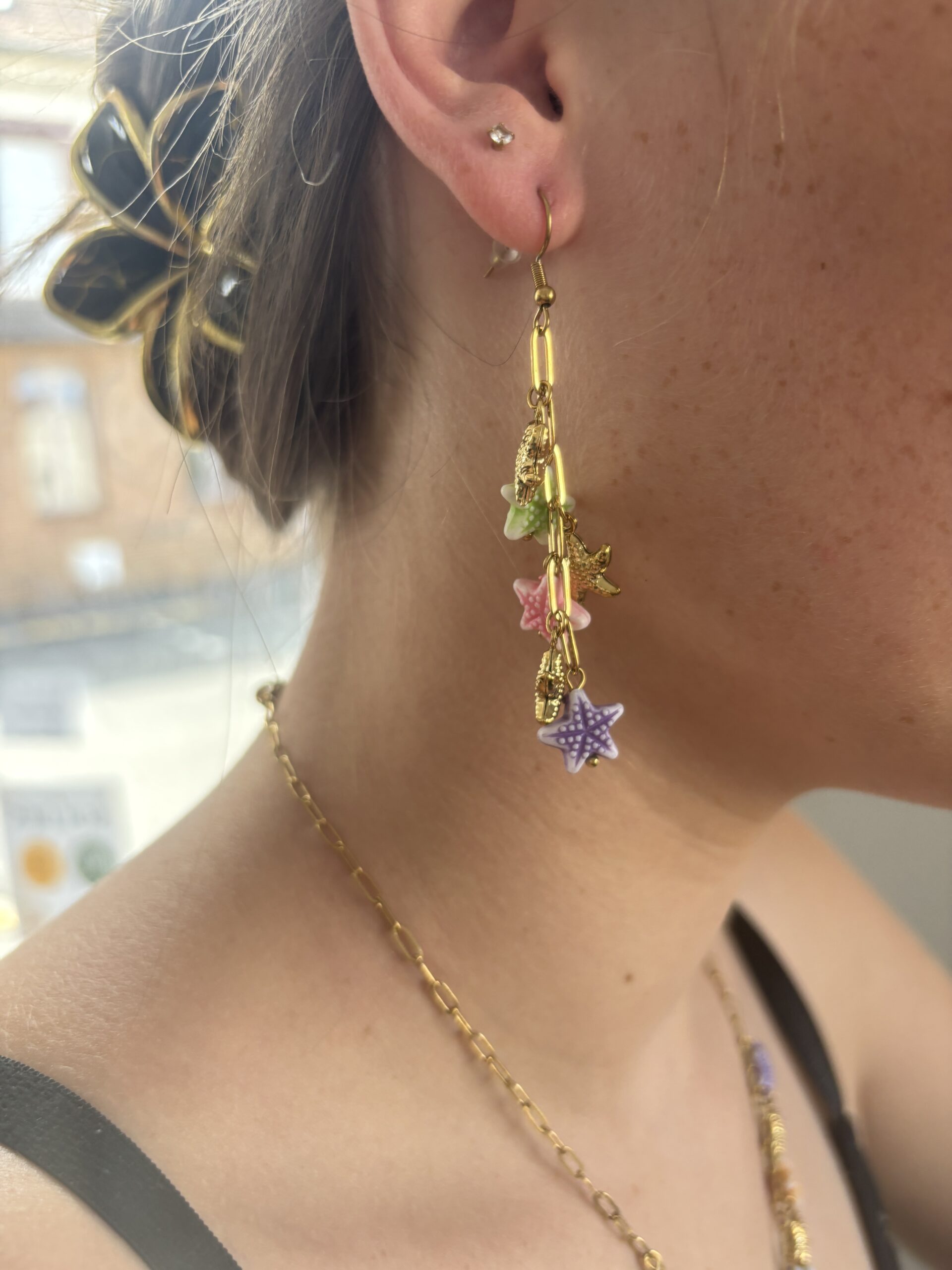 Boucles d'oreilles Etoiles de mer multicolores
